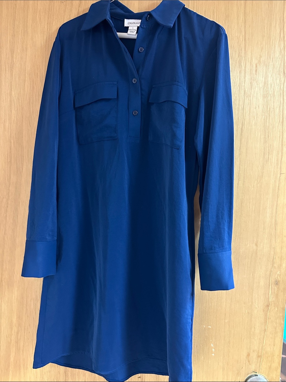 Calvin Klein Royal Blue Silk Shirt Dress